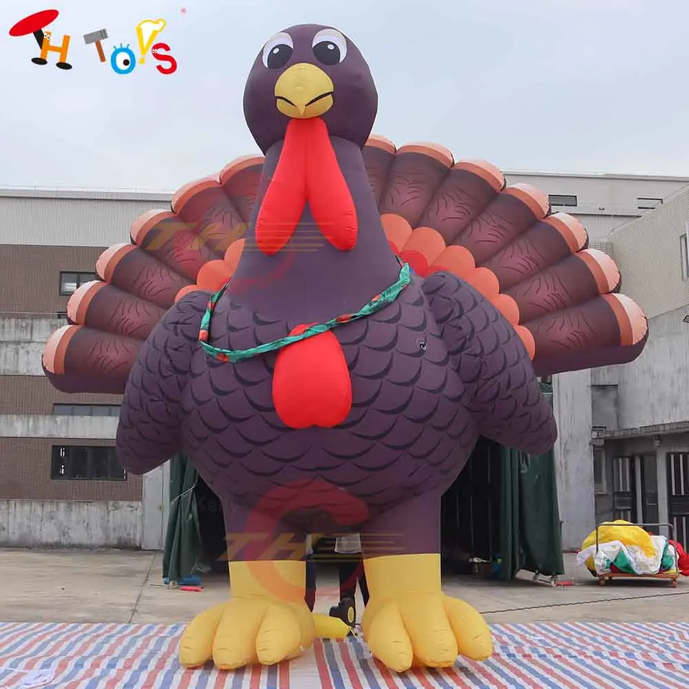 Nave aerea veloce 4m/6m/8m Gonfiabile gigante Modello di tacchino Decorazione Aria esplodere Animale per l'esposizione del Giorno del Ringraziamento