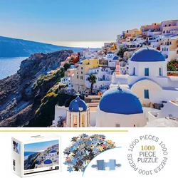 1000 Pieces Santorini Jigsaw Puzzles, Adults Teens Kids Toys Gift Educational Intellectual Decompressing Fun Family Game