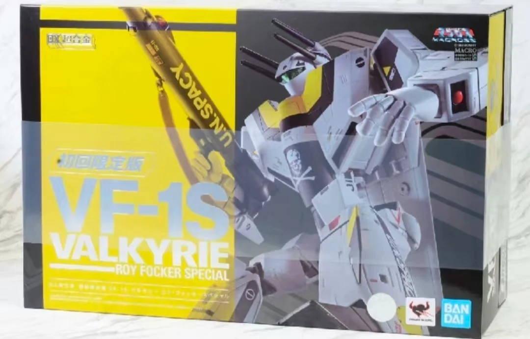 

【Оригинал】BANDAI DX Chogokin Macross VF-1S Valkyrie (Roy Focker Special) Mecha-Complete 1/48 Фигурка Модель игрушки