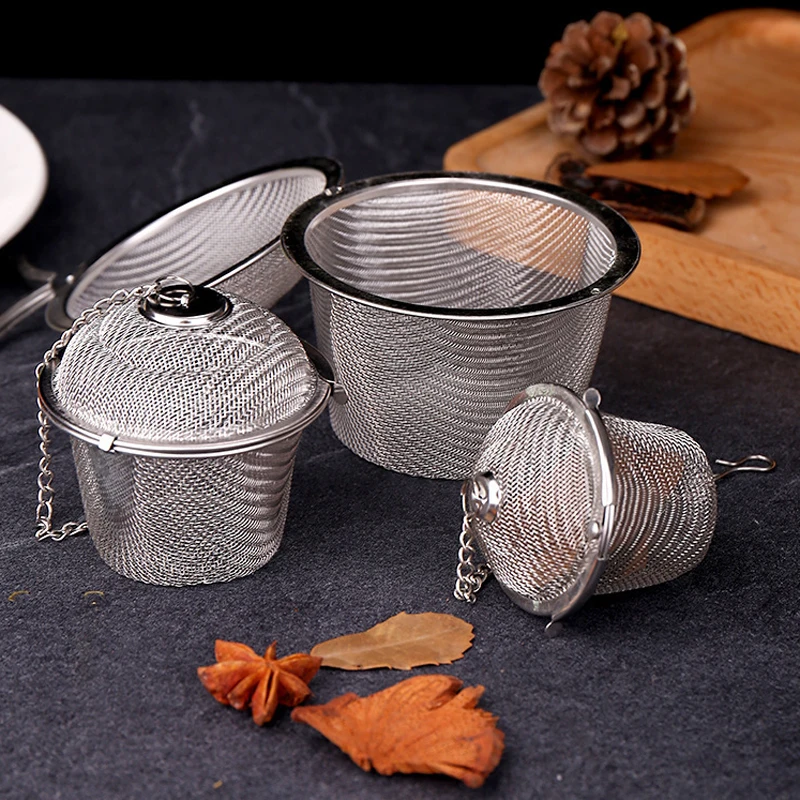 Reusable Tea Ball Strainer Kitchen Spice Strainers Stainless Steel Mesh Teas Herbal Balls Strainer Multifunction Cooking Tools