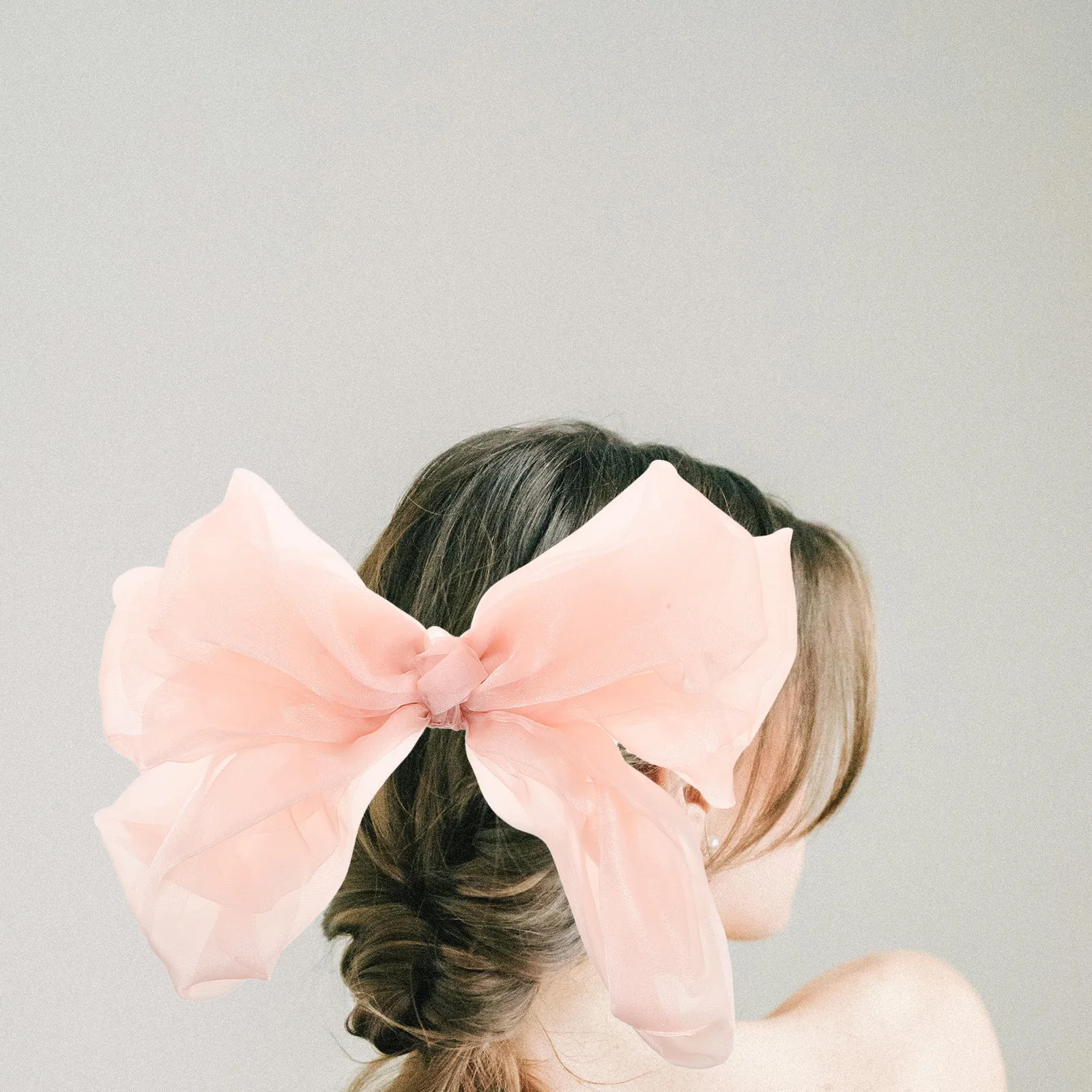 

Розовая объемная заколка-бант для волос, элегантная заколка-крокодил с бантом, свадебный аксессуар для волос для женщин, для выпускного вечера и вечерних мероприятий