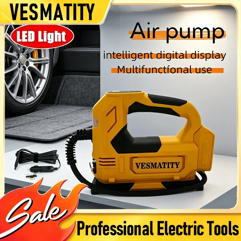 NEW Cordless Portable Tire Inflator Digital Electric Air Compressor Rechargeable Car Tyre Inflator Pump Tools For Dewalt Battery