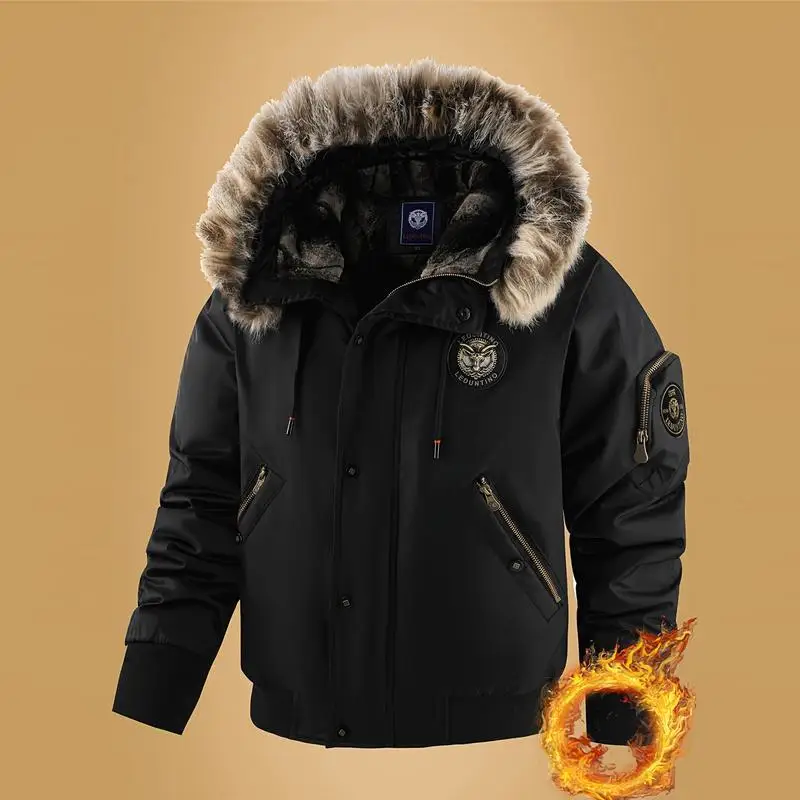 Hooded Jacket L 71790 Winter Cotton Padded Coat with Fleece  Outdoor Wear for Couples Long Style Stand Collar Thin Model