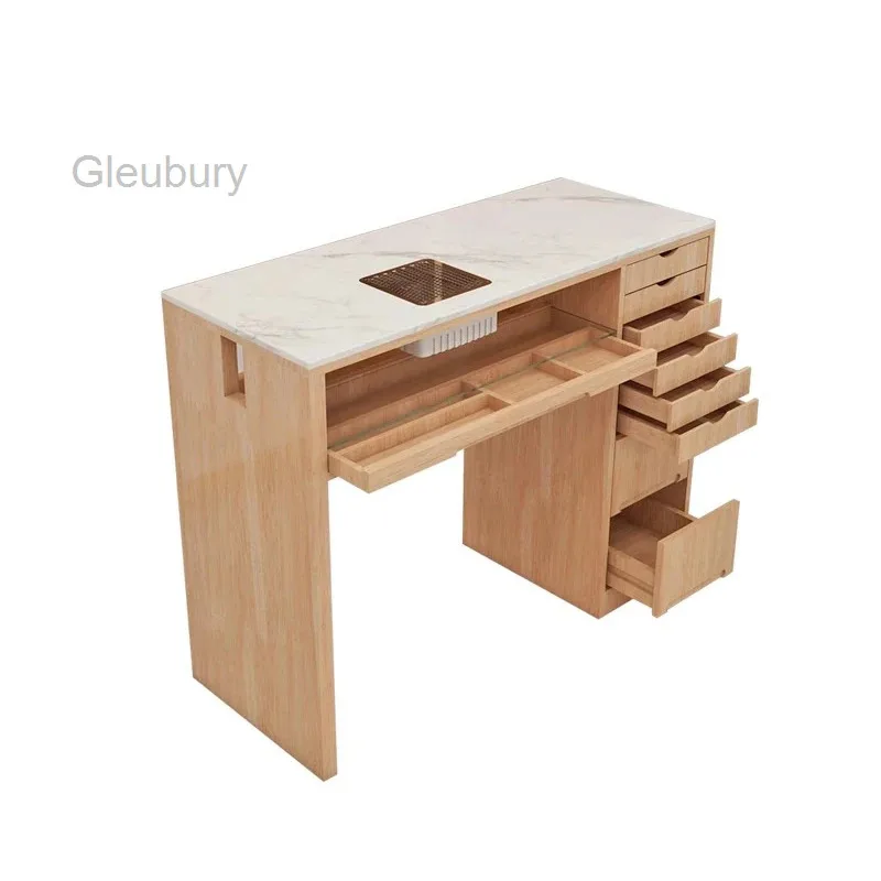 Simple Retro Nail Table With Drawers Storage Trendy Elegant Nail Table With Dust Collector Design Muebles Manicurista Furniture