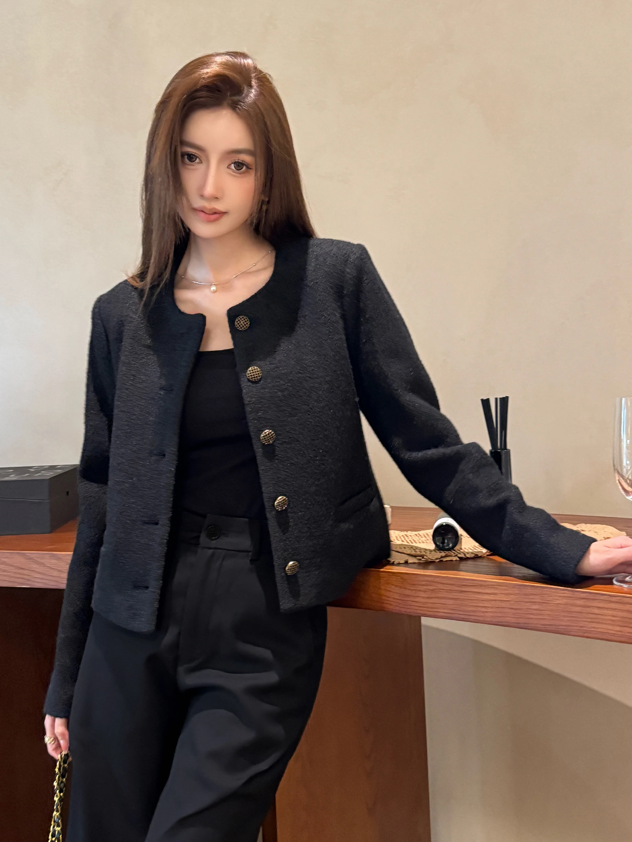 

Thiened Casual ort Wool Blend Jaet Women's Bla Loose Fit Autumn Winter Faion Button up Cardigan Coat by Slow Clo...
