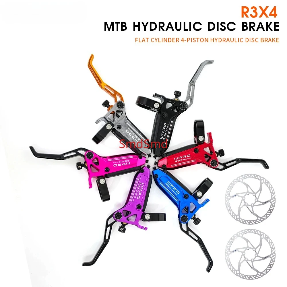 R3X4 Horizontal Cylinder 4-Piston Hydraulic Disc Brake Quick Release MTB Caliper for MTB, Climbing, AM,XC NEW