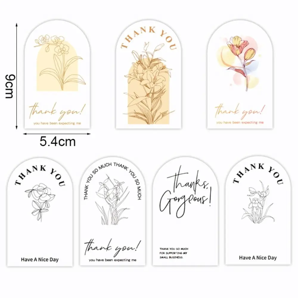 50PCS Floral Pattern Thank You Stickers Multicolor Commodity Packaging Thanks Decals Party Supplies Gift Wrapping Open Me Tags