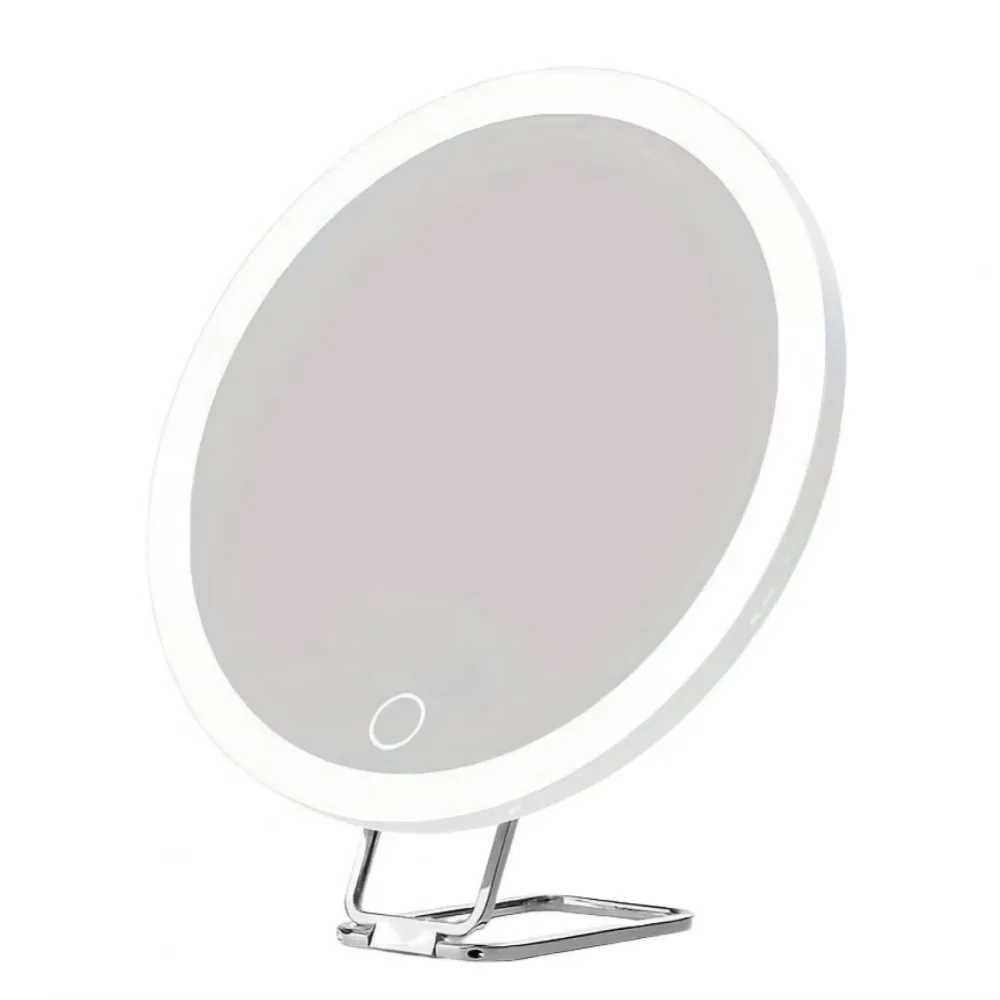 360 °   Miroir grossissant à support réglable avec lumière, miroir de maquillage LED pliable haute définition, ventouse murale suspendue