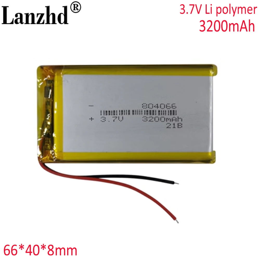 3.7V Polymer 3200mAh lithium ion Li-ion battery for tablet pc power bank GPS mp3 mp4 mp5 Led Lamp speaker camera recorder 804066