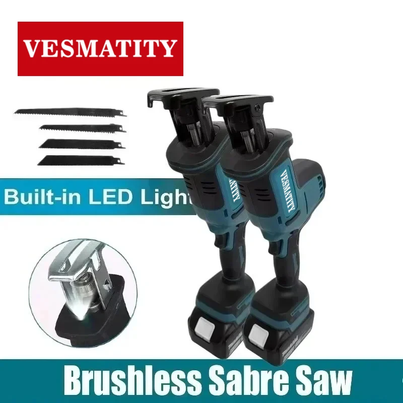 Vesmatity Slices Through Wood & Metal – 3000 SPM 32mm Stroke Brushless Cordless Recip Saw Variable Speed Saw for Makita - view 5