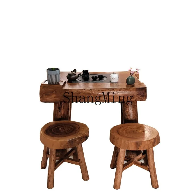 

ZHB household tea table log living room sofa sid small integrated tea sea balcony tea table and chair combination