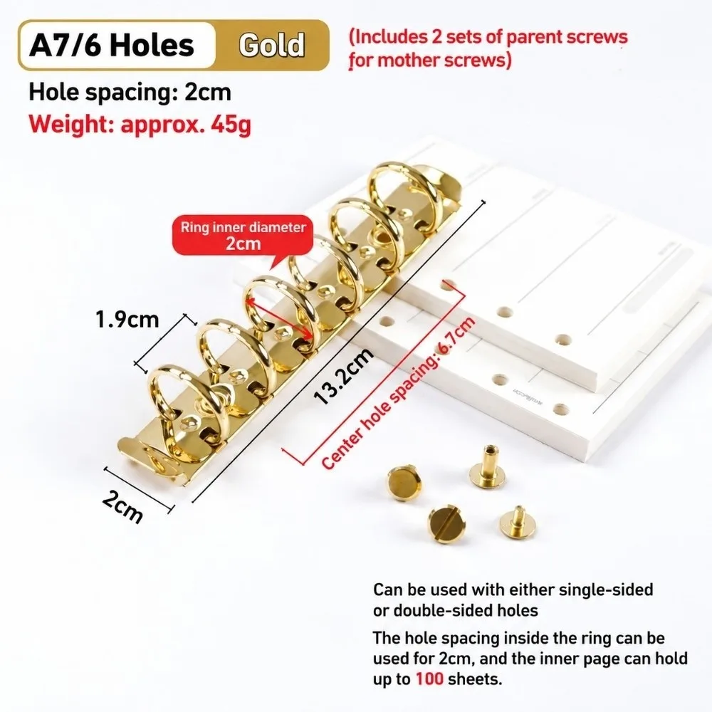 Detachable Loose Leaf Binder Ring Metal Material Multi Sizes Binder Clip Multi Colors Screw Rivet Included Loose Leaf Ring