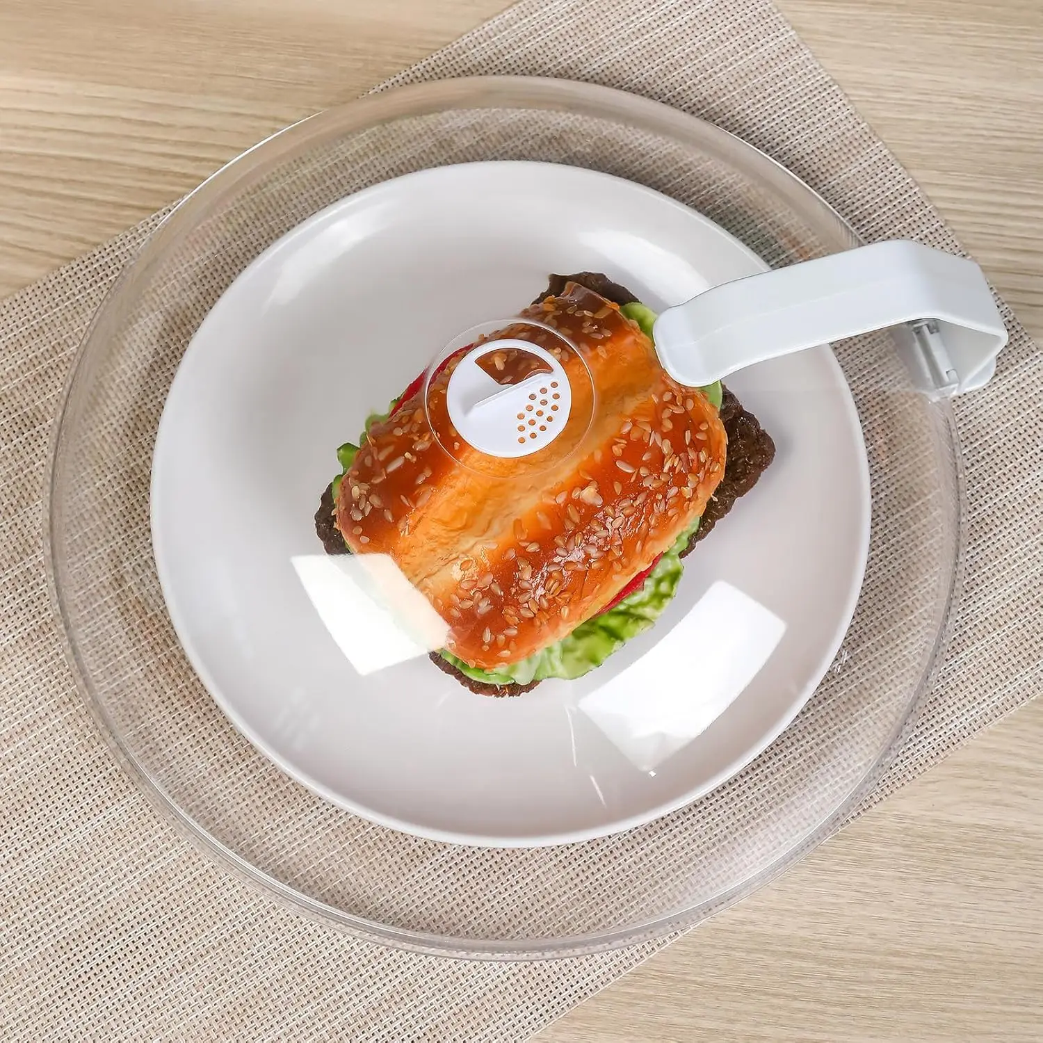 

Крышка-разделитель для микроволновой печи 12 дюймов, большая прозрачная защита от брызг для микроволновой печи, крышка для плиты с ручкой, для сервировки блюд, тарелок и мисок