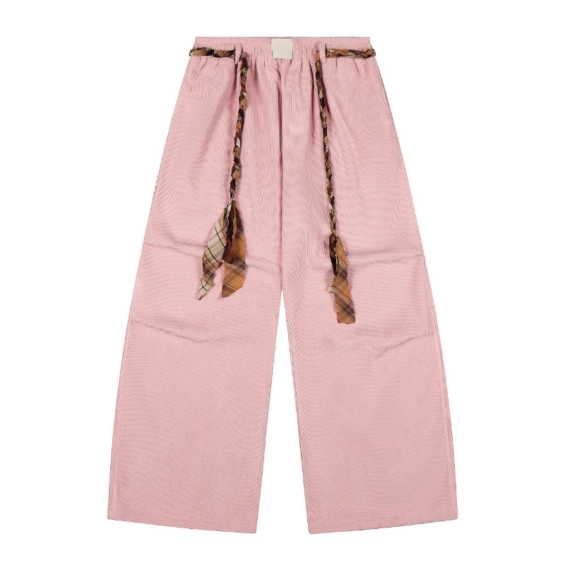 Original Retro Design Corduroy Drawstring Elastic Waist Women's Casual Pants Autumn New Loose Versatile Wide-Leg Trousers Ladies