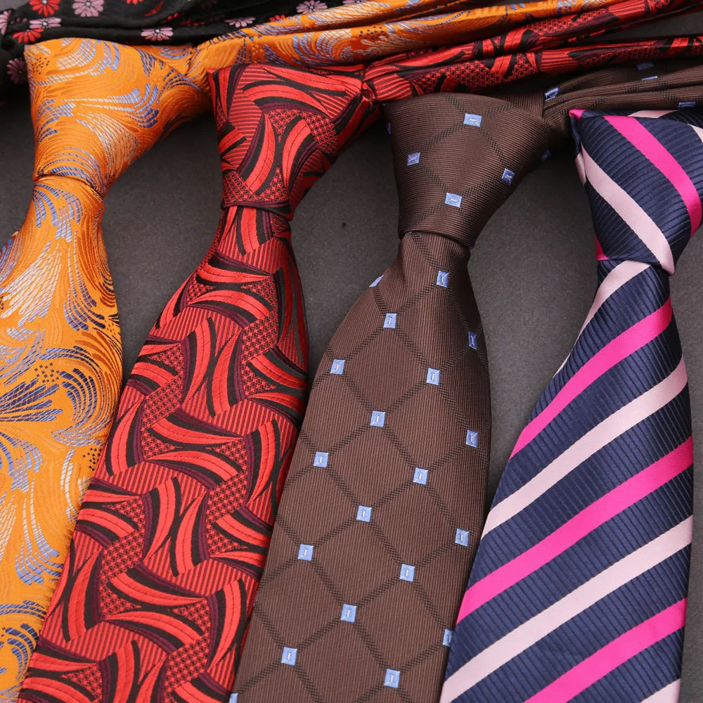 Großhandel handgemachte 8 cm Blumen Blume gestreift Männer Krawatten Krawatten Polyester Seide Jacquard gewebt neue Schal Krawatten Zubehör