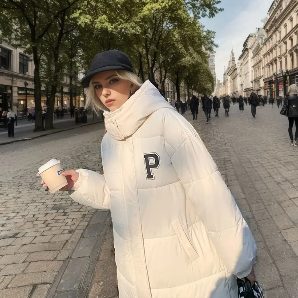 

Women's down Cotton Outwear Mid-Length Over-The-Knee Loose Fit Winter Jacket Thickened Bread Style Casual Upperwear