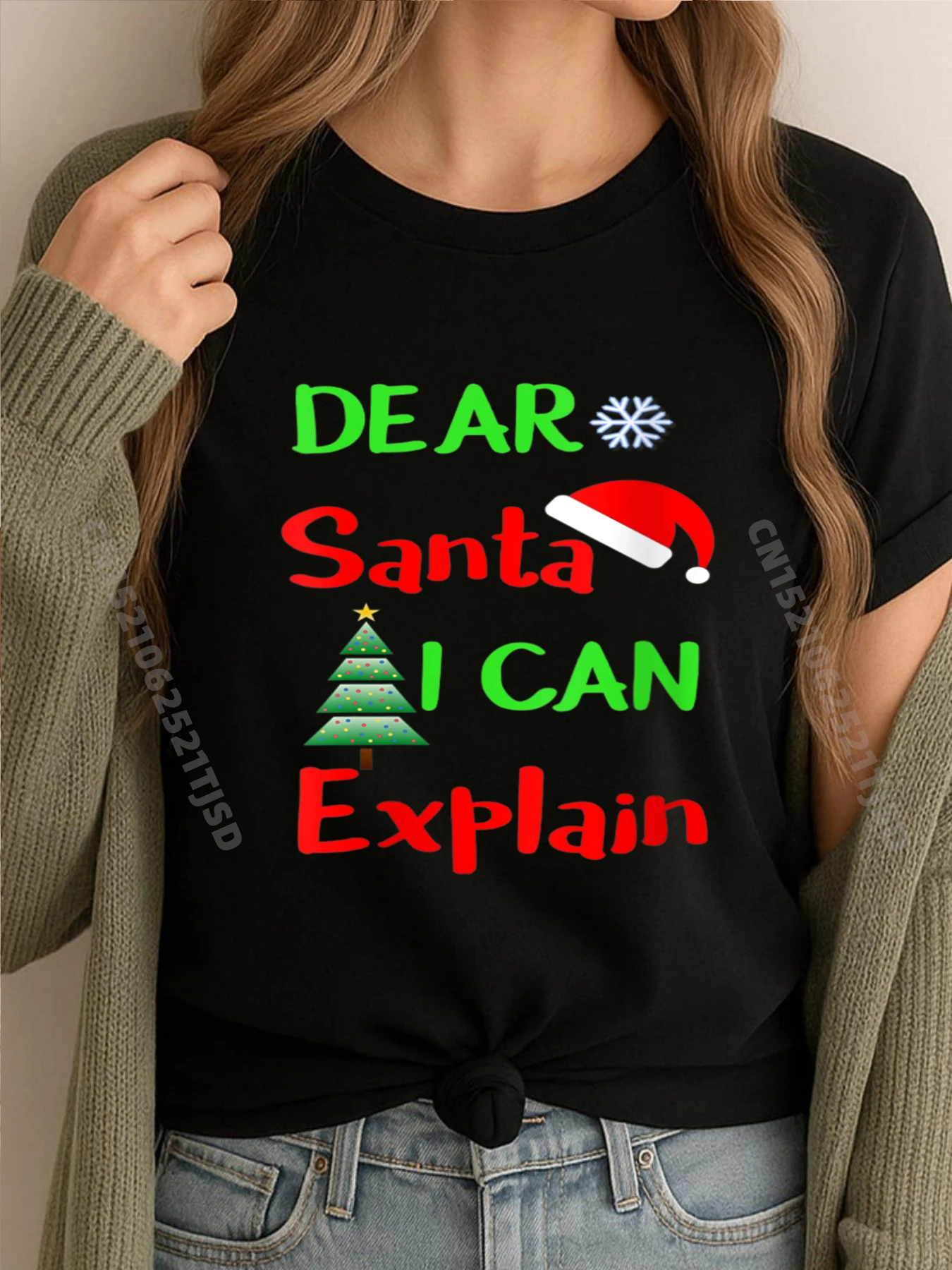 

Женские джемперы «Дорогой Санта-Клаус, я могу объяснять», мужские футболки Camiseta HOLIDAYS