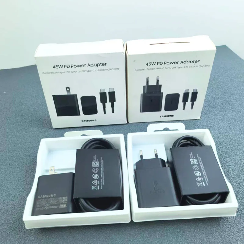 سامسونج S25 FE/edge الاتحاد الأوروبي/الولايات المتحدة شاحن 45 واط PD سوبر سريع مهايئ شحن لمجرة Z فليب أضعاف 7 6 5 4 3 S21 S22 S23 S24 نوت 20 الترا