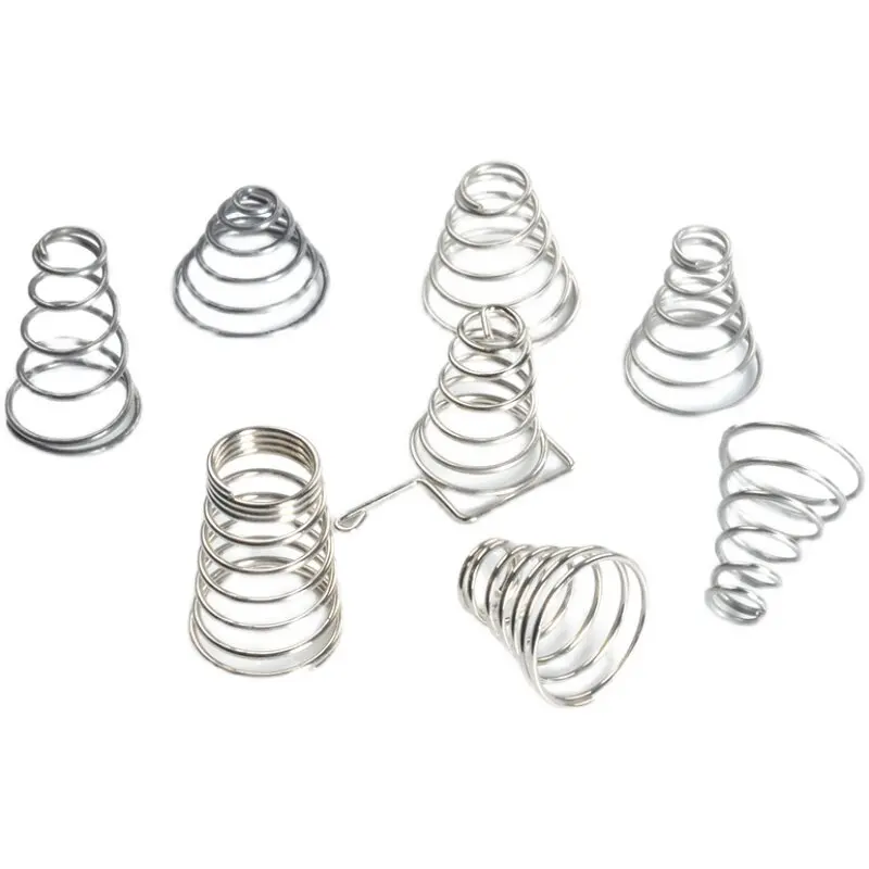 10pcs Nickel Plated Carbon Steel Tower Spring Taper Wire Compression Spring Conical Wire Diameter 0.3-1.5mm