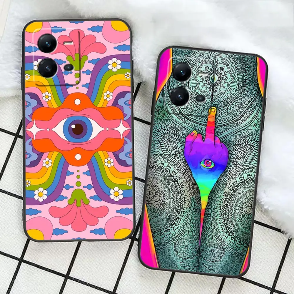 Indie Hippie Art Phone Funda Case For VIVO X90 X80 X70 X60 X50 X30 X23 V29 V27 V25 V23 V23E V21 V21E V20 Case Capa Coque Shell