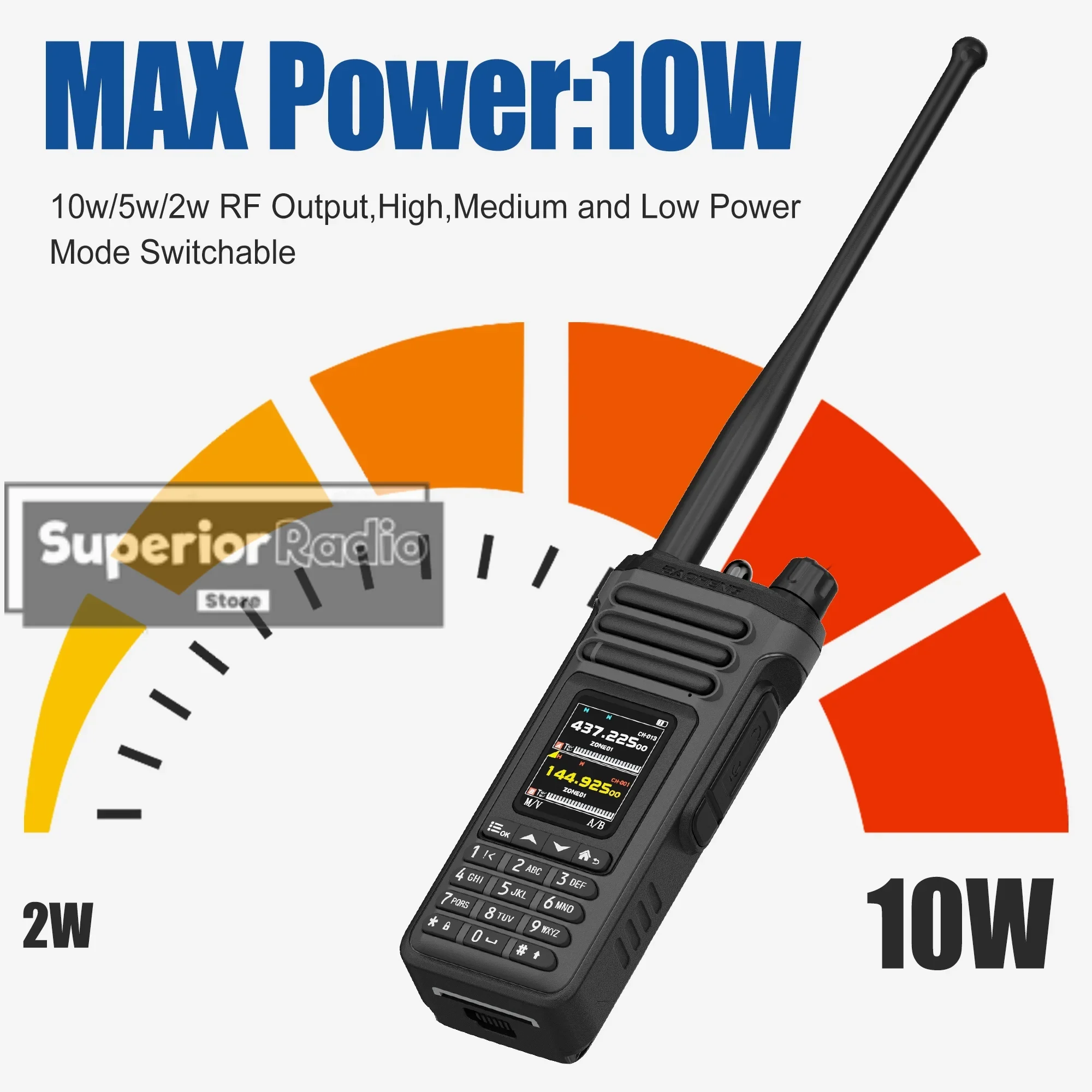 Baofeng SW-9 Walkie Talkie AM/FM/LSB/SW Type-C Charging VHF UHF 10W 1000CH NOAA Long Range Bluetooth Phone Program UV-36 Radio