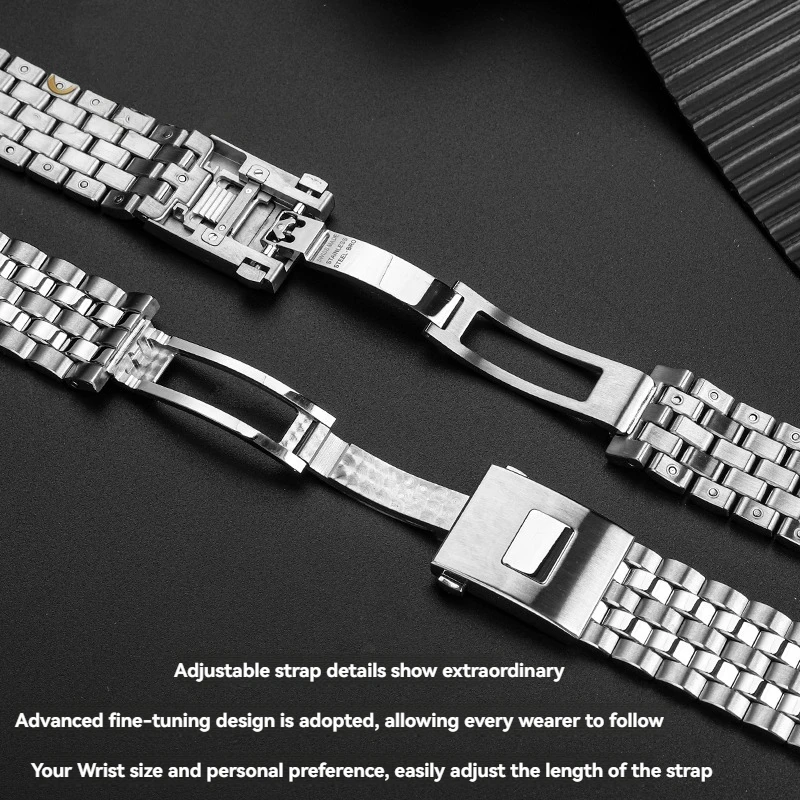 20MM roestvrijstalen horlogeband voor IWC Pilot Chrono IW3282 IW3281 - Arc Mouth Strap vervangende polsband met stevige sluiting