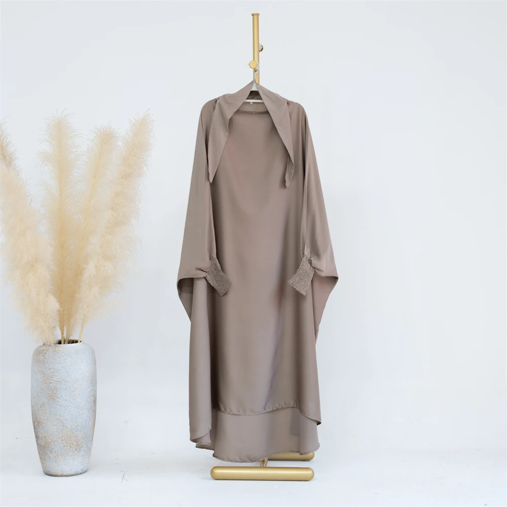 Eid Kids Prayer Garment Dress Muslim Girls Long Hijab Turkey Abaya Dresses Islamic One Piece Hooded Full Cover Robe Ramadan