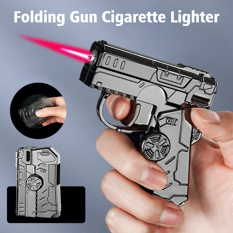 

New Folding Top Cigar Igniters Rotating Windproof Lighter Decompression Toy Pistol Gun Cigarettes Lighters & Smoking Accessories