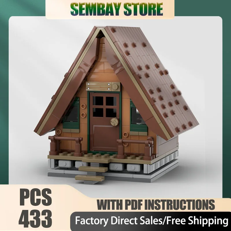 

Modular City Building Model Moc Building Bricks Modular Mini A-Frame Cabin Technology Blocks Christmas DIY Toy Construction Gift