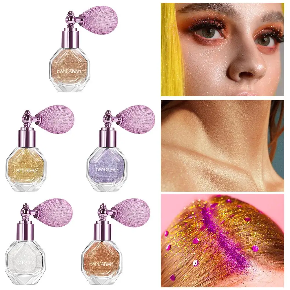 Glitter Spray Evidenziatore Polvere Diamante Lucido Fragranza lucida Cosmetici Borsa ad alta luce d'aria Polvere per viso corpo Glitter W5Q4
