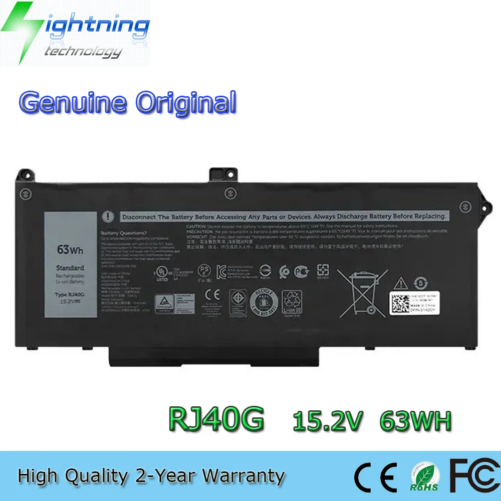

RJ40G 15,2 В 63 Втч аккумулятор для ноутбука Dell Latitude 14 5420 15 5520 Precision 15 3560 075X16