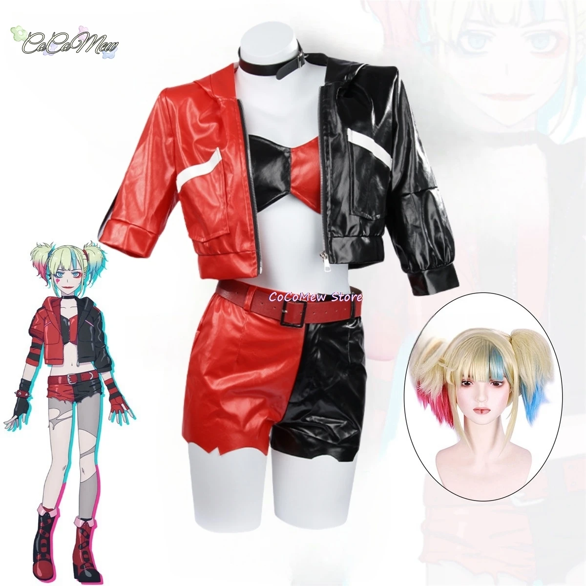 Disfraz de Cosplay de Harley Quinn para mujer, uniforme de carnaval, peluca de Anime, juego de Halloween, el Joker