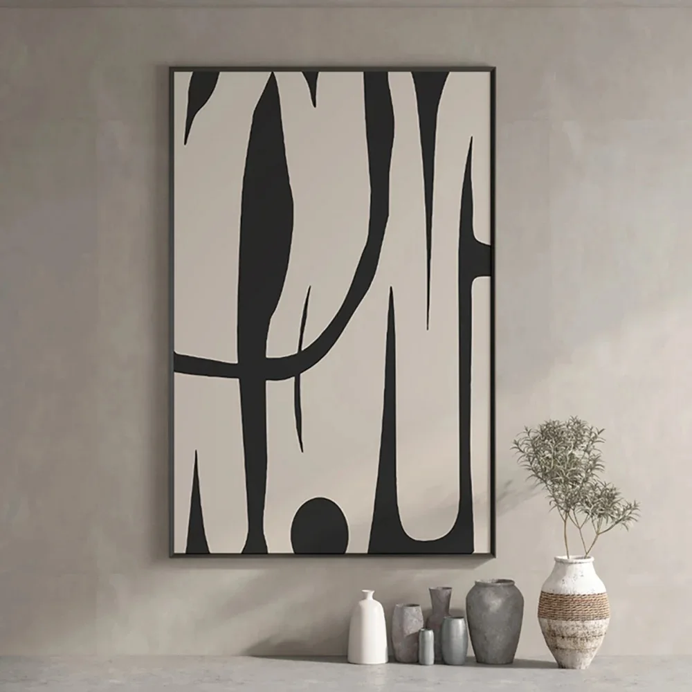 Modern Art Home Decorations Painting Abstract Black and Beige Art Thick Oil Painting Hand Painted Canvas Wall Decor Art Picture