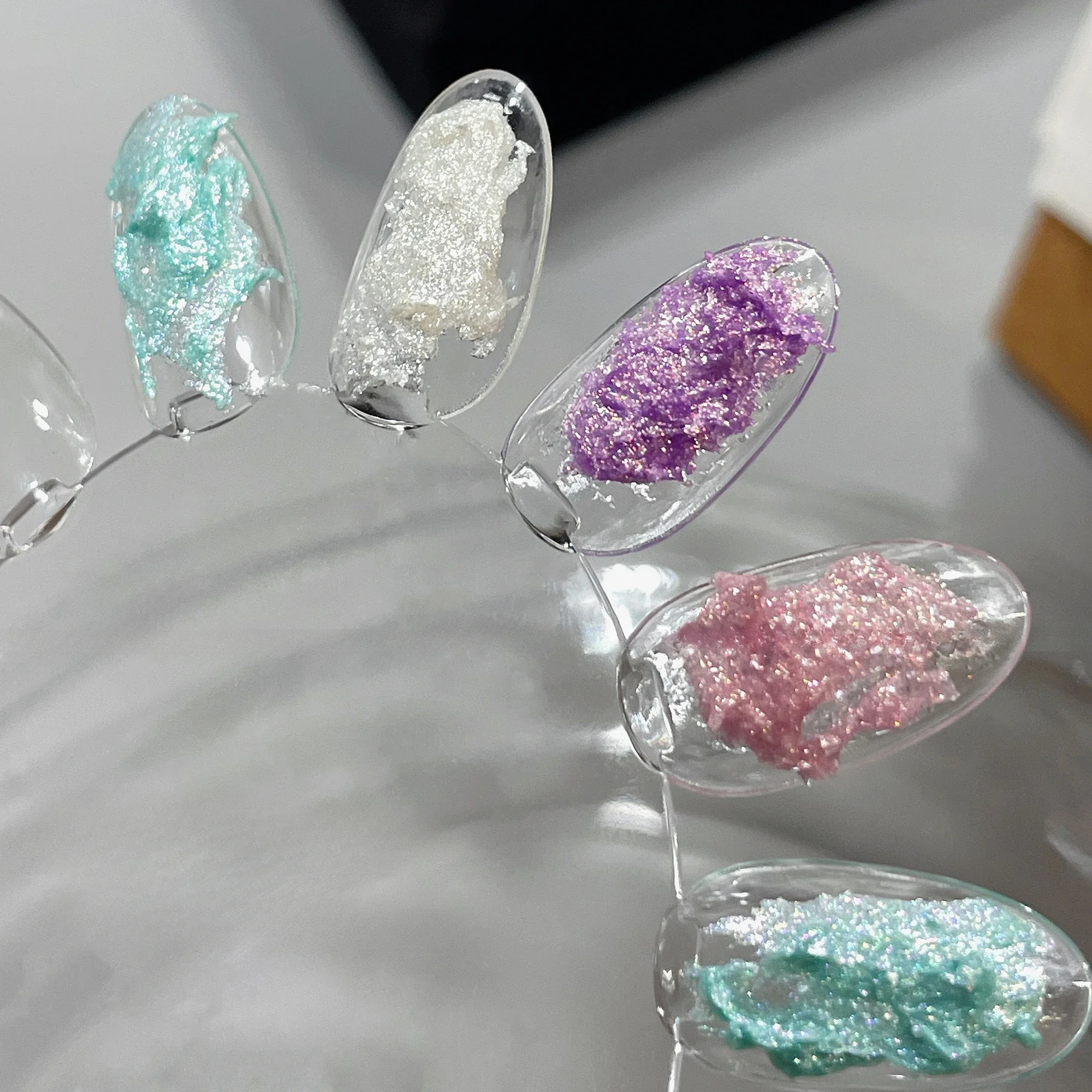 Crema en polvo de Hada Aurora para decoración de uñas, 4 colores, materiales para uñas para primavera y verano, decoraciones de diseño para manicura, pigmento, Gel con textura de uñas