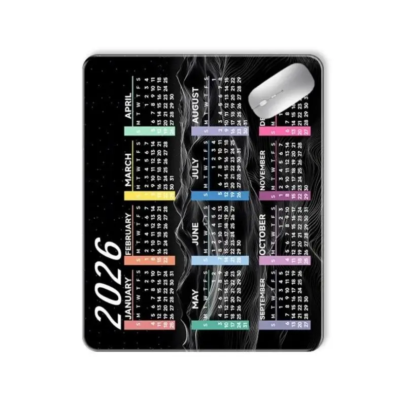 

652F Mouse Pad with 2026 Calendar Series Waterproof Coating Desk Mat for Longe Use and Secure Mouse Movement