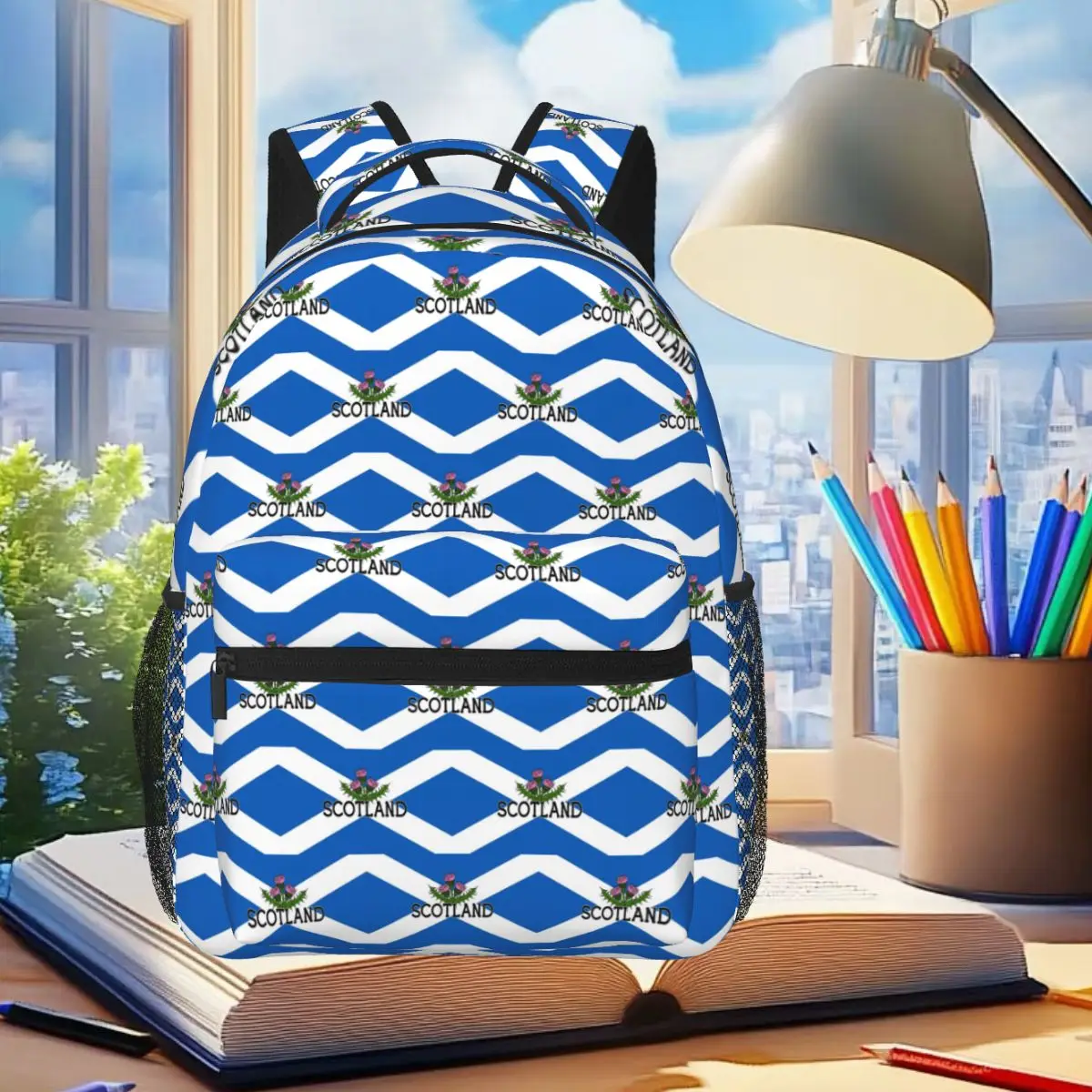 Scotland Saltire Flag - Scottish St Andrews Cross And Thistle Backpack Student BookBag Kids School Bag Laptop Shoulder Bags