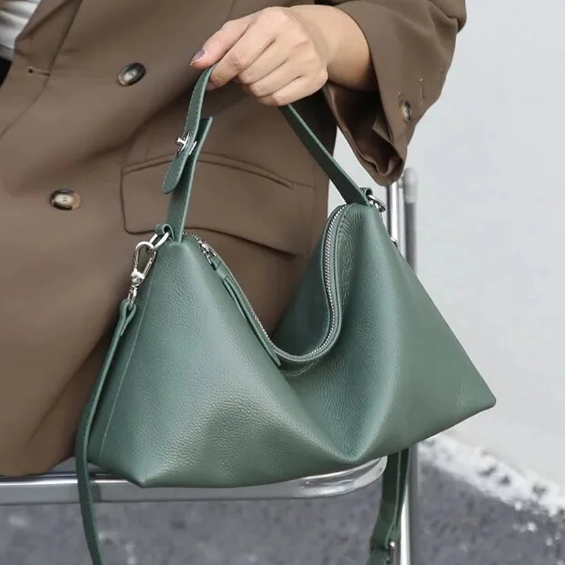 

Women's Genuine Leather Shoulder Crossbody Bags Luxury Designer Brand Soft Cowhide Large Capacity Handbag for Woman Pillow Bag