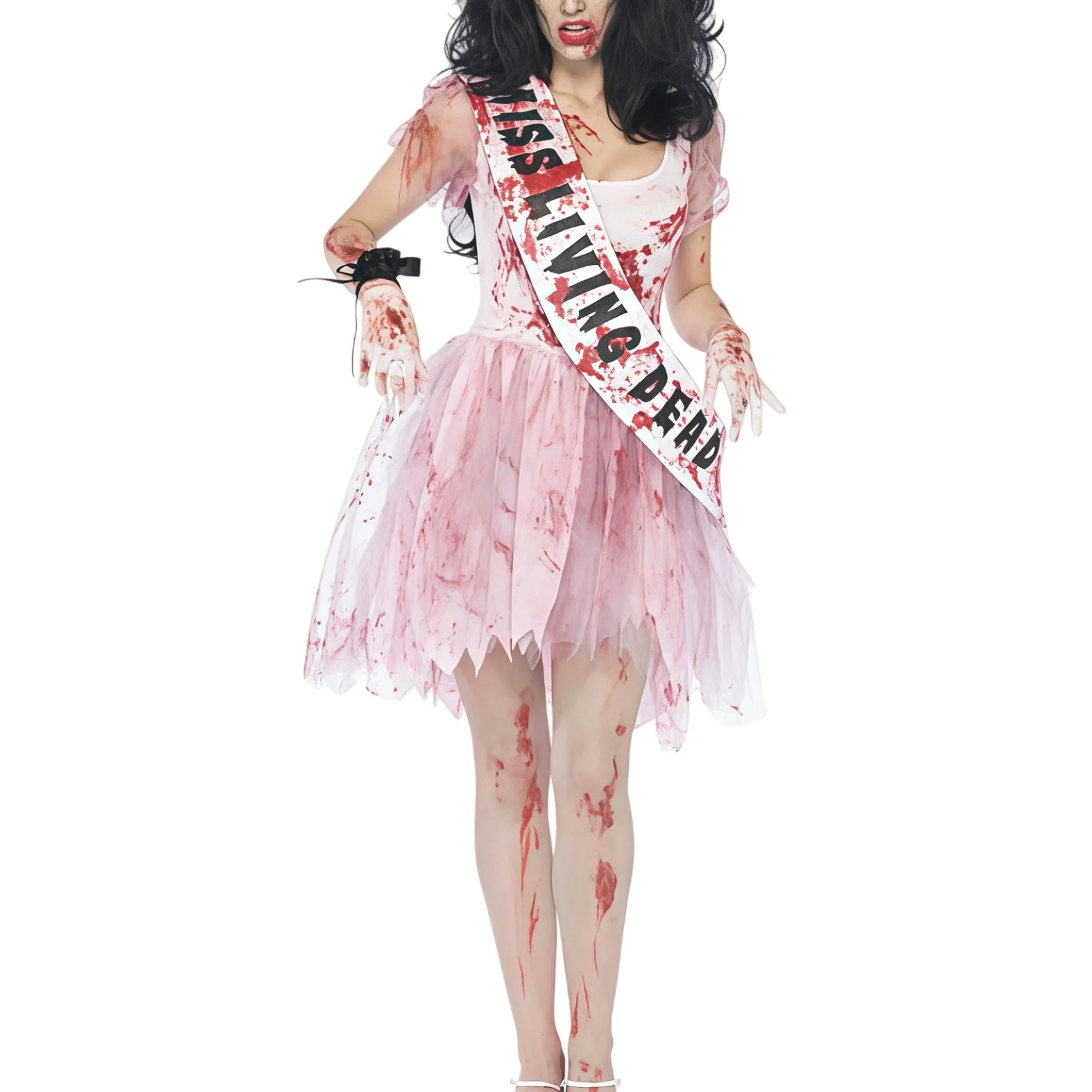 

Zombie Prom Queen Halloween Costume Bloody Evil Putrid Prom Queen Dress Adult Horror Fancy Dress