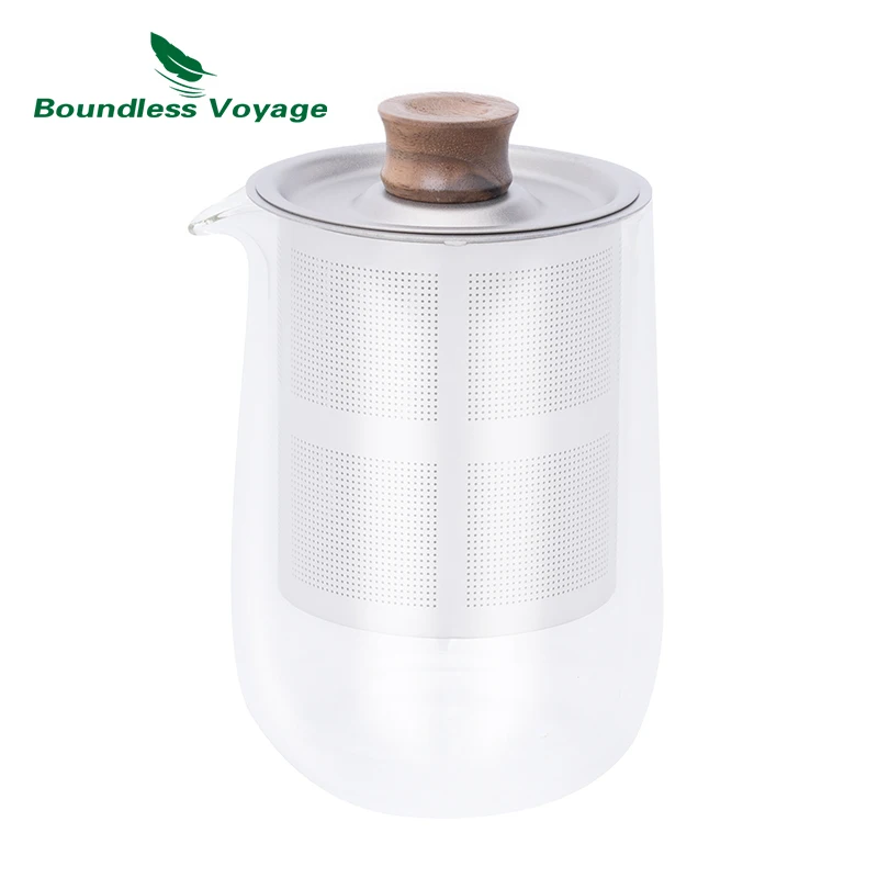 Boundless Voyage Double Wall Glass Tea Cup 250ml with Titanium Filter Lid Anti-scalding Coffee Mug Tea Maker for Camping Office