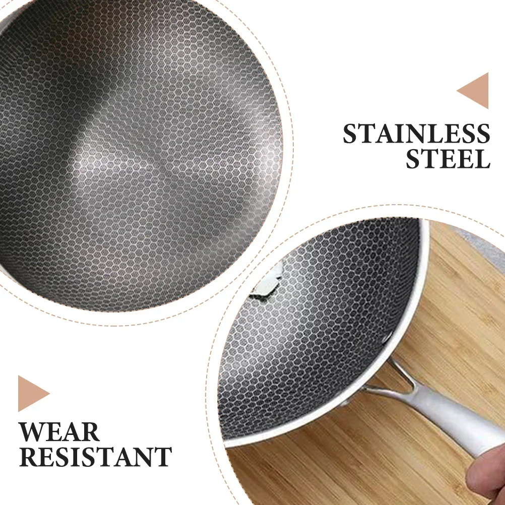 Pan Wok Frying Skillet Honeycomb Cooking Nonstick Induction Flat Stir Kitchen Fry Stainless Stove Steel Bottom Saute Gas