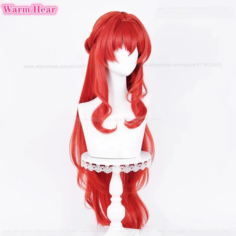새로운! 게임 HSR Tribios Tribbie 합성 롱 98cm 따뜻한 빨간색 브레이드 가발 내열성 헤어 할로윈 파티 코스프레 애니메이션 가발