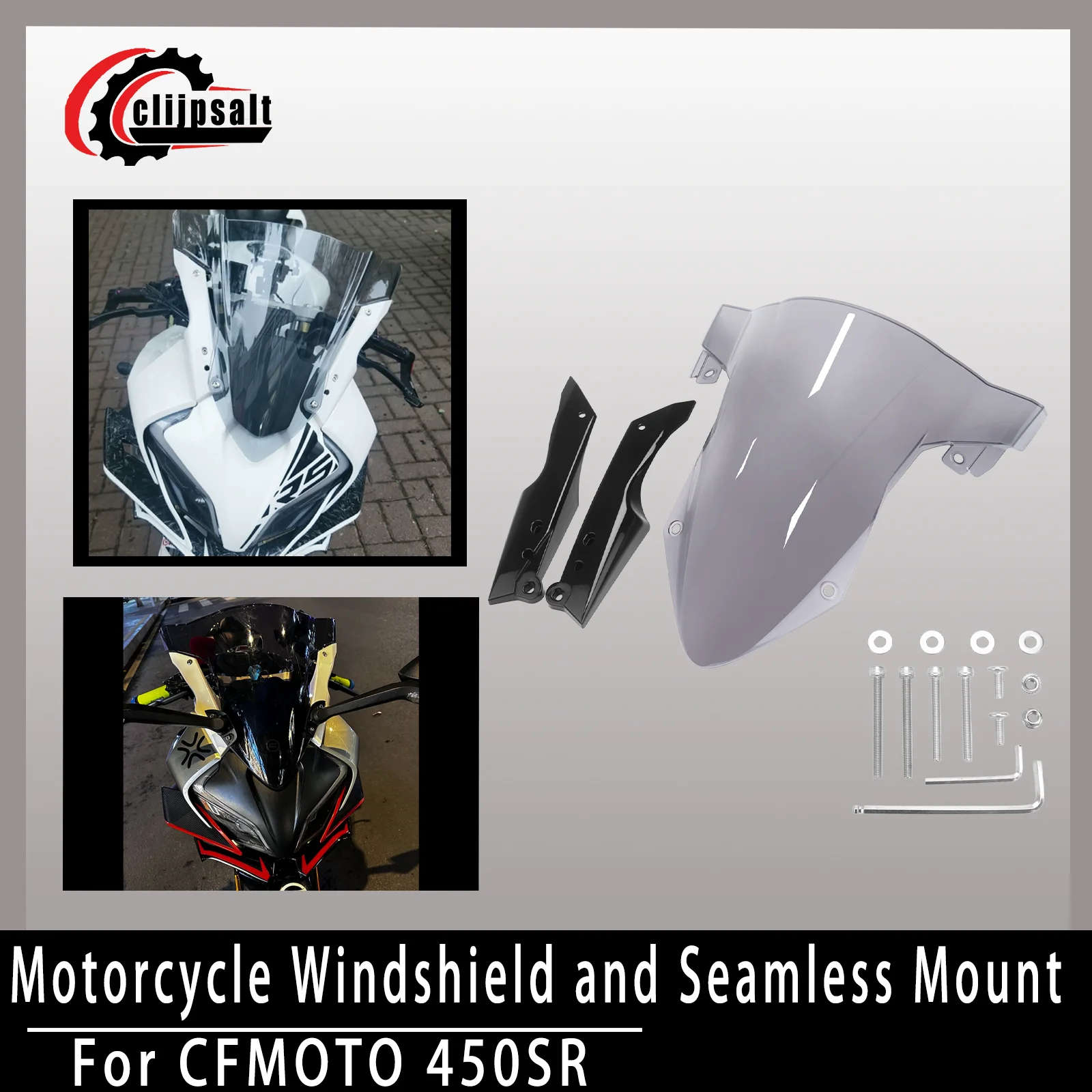 

Suitable for CFMOTO 450SR/450 SR/SRS (2022–2026) Motorcycle Accessories: Seamless Windshield Mount Kit and Fairing Kit