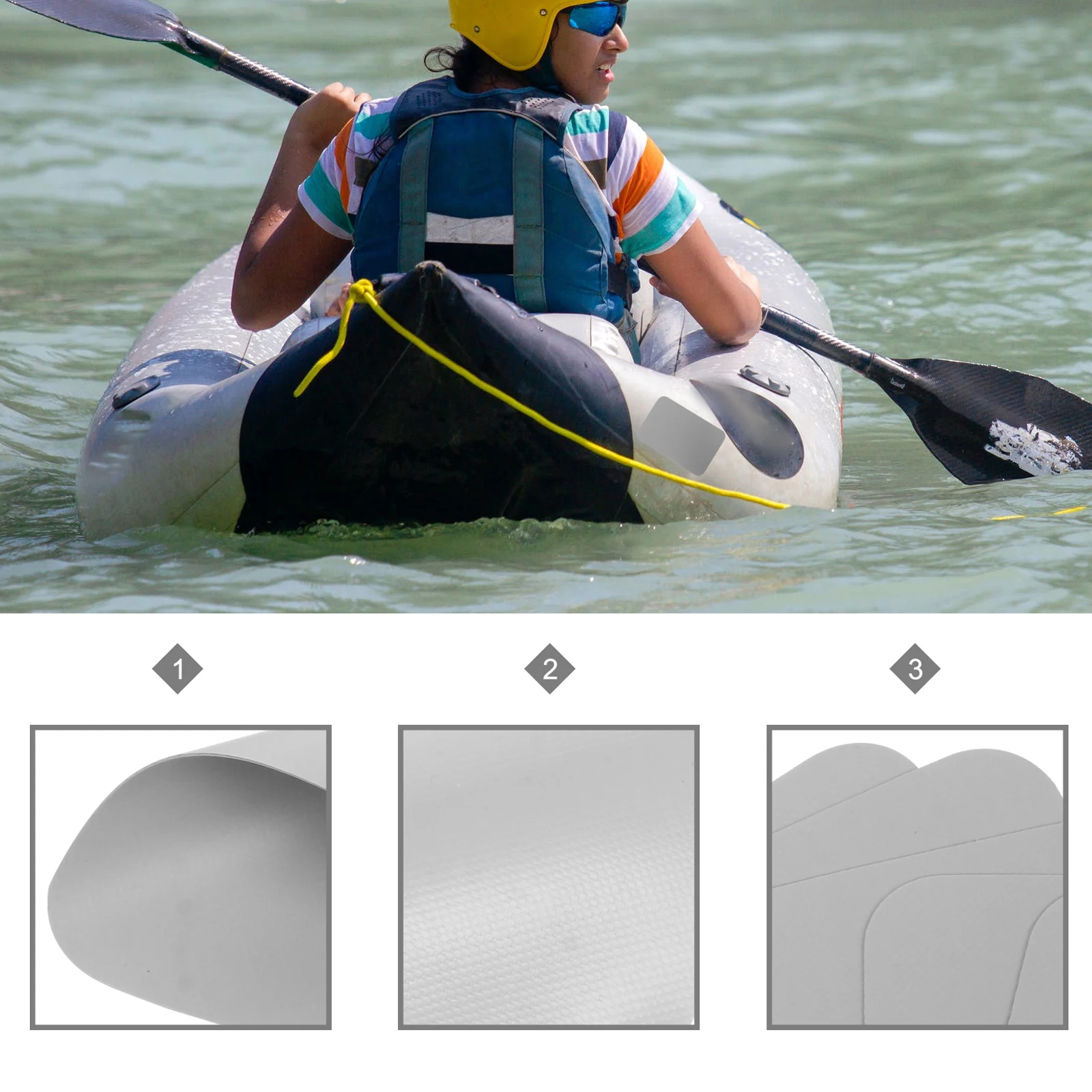 6 قطعة بقع إصلاح بولي كلوريد الفينيل لقارب قابل للنفخ زورق كاياك طوف مقاوم للماء ذاتية اللصق التصحيح متعدد الوظائف سريع #1