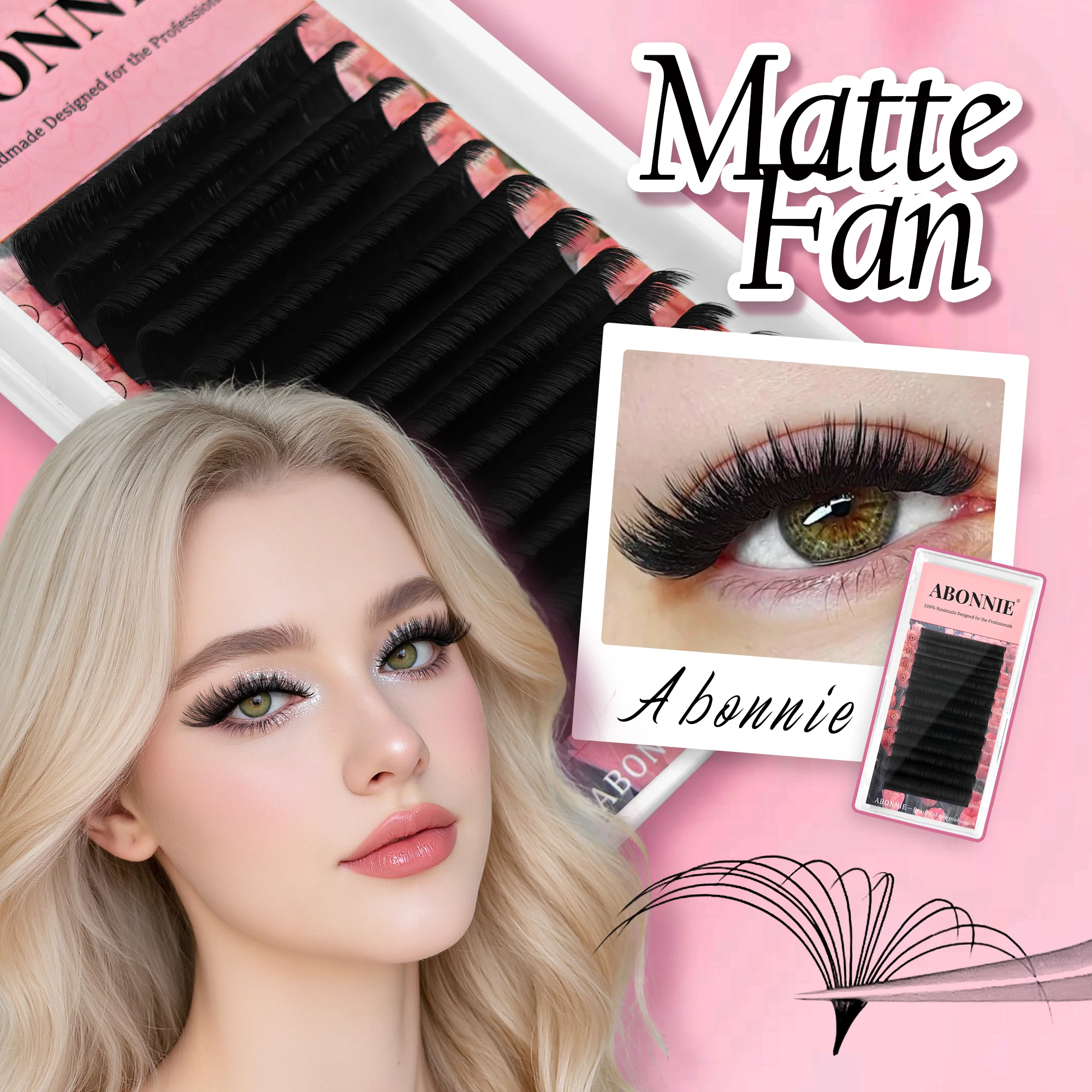 ABONNIE Easy Fan Wimpern aus Technologischen Fasern, Kaschmir-Mega-Volumen-Wimpern, Tray 0.03 0.05 0.07 0.10 C D CC DD Curl Cilios