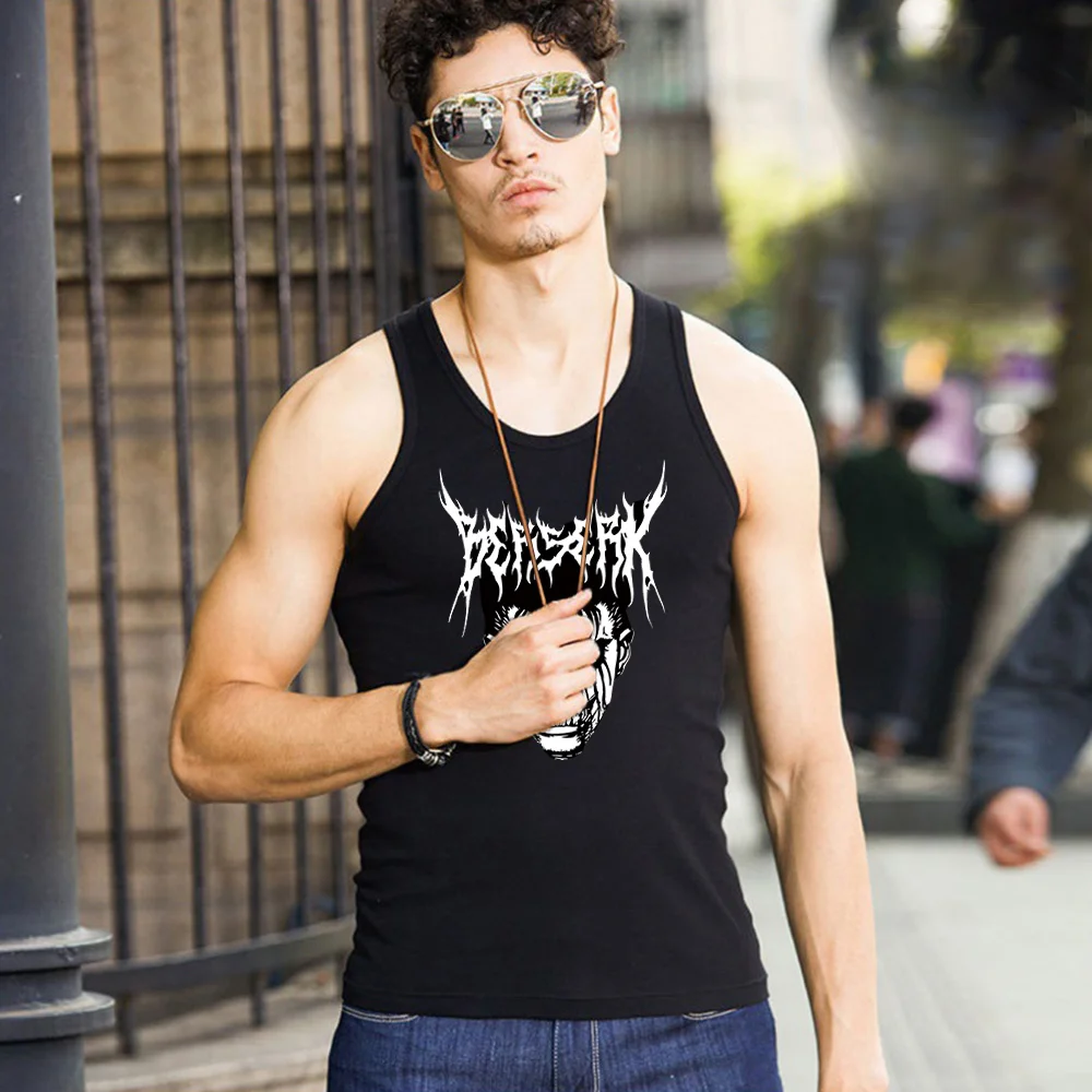 

Manga Sleeveless Graphic Shirts for Men Japanese Anime Cotton Vest Summer Black Tank Tops Fashion Casual Clothing