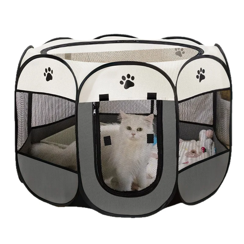 Octagonal Pet Playpen Tent, Foldable Closed Cat Maternity Nest, Dog Puppy Kennel Fence, Portable Cat Whelping Box for Pregnancy
