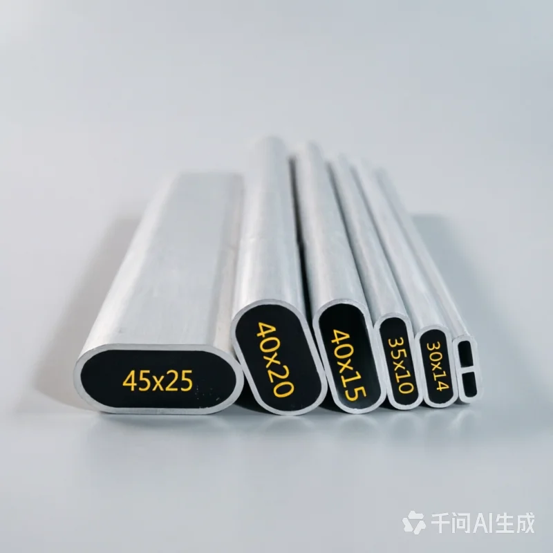 1PCS Aluminum Oval Hollow Tube, 6061 Flat Elliptical Pipe for DIY Frame, Handrail & Furniture, Custom Size