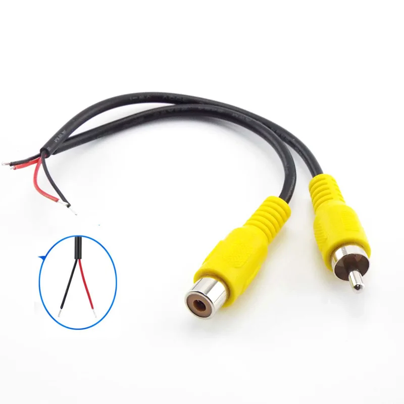 1pcs 15cm Car RCA Female Male Audio Cable Cord AV Single-head Video Stereo Connector Extension Wire For Video Camera Speaker D6