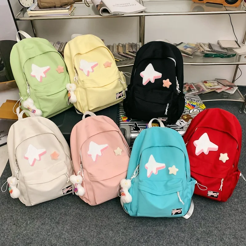 Kawaii Star Backpacks for Women Teenager Girls College Students Schoolbags Trendy Kids Casual Travel Shoulder Bags Y2K Backpacks