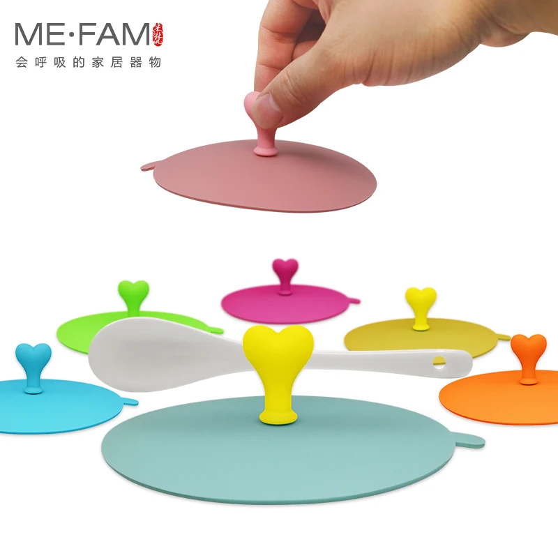 ME.FAM 1 قطعة لطيف على شكل قلب يمكن كليب ملعقة كوب غطاء 11 سنتيمتر 4.3in سيليكون ختم الغبار واقية غطاء للزجاج السيراميك كوب بلاستيكي